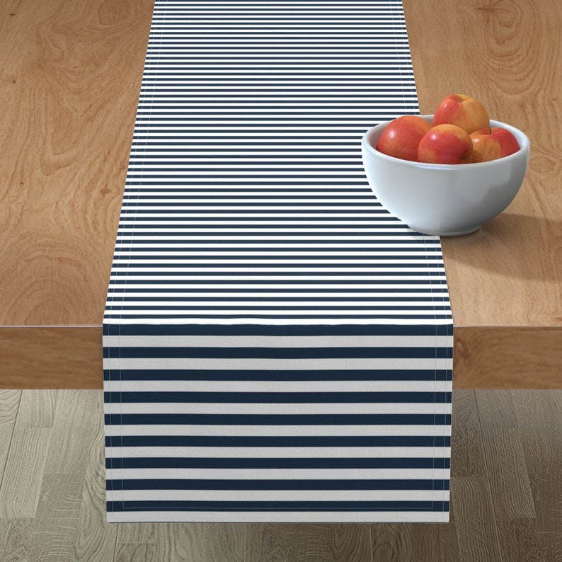 Nautical Stripe Table Runner Navy and White Stripe by Etsy