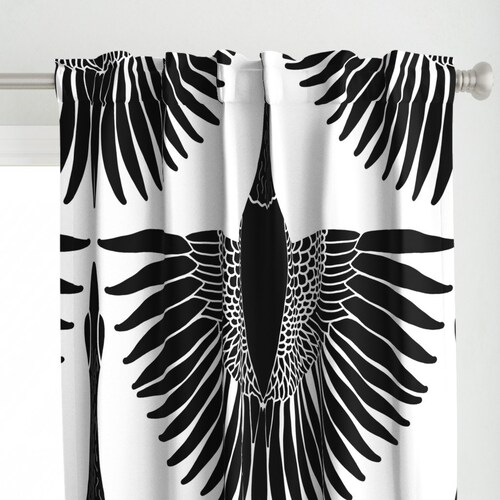 Panel de cortina en blanco y negro - Papel tapiz hawaiano de gran tamaño Panel de cortina personalizado de ganso hawaiano - Gran ganso nene blanco de hnldesigns -