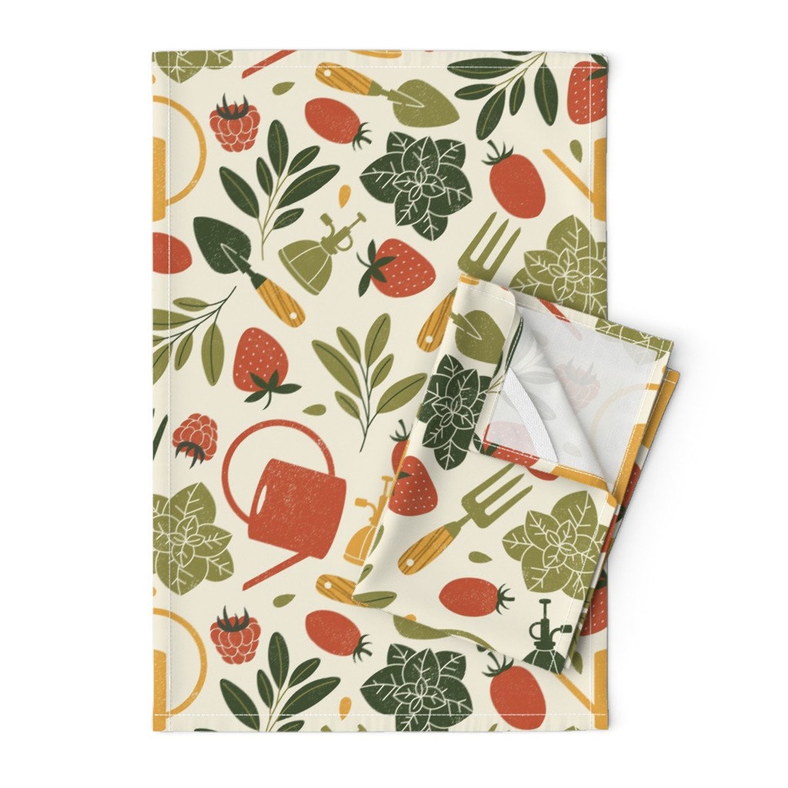 Vintage Garden Tea Towels set of 2 Vegetable & Herb Garden Etsy UK