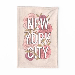 New York City Geschirrtuch - Vintage Nyc Botanical And Map Geschirrtuch von wildpilot - Nyc Botanical Garden Leinen Baumwolle Geschirrtuch von Spoonflower