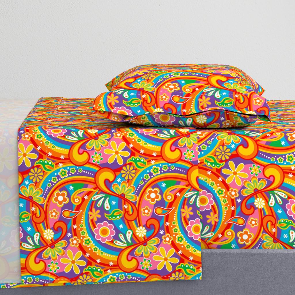 1960 年代のシーツ - 1960_psychedelic Flower Power by mia_valdez