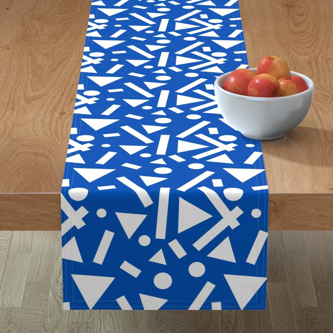 Geometric Table Runner Dark Shapes by Bashfulbirdie Etsy