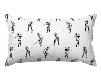 Golfing Accent Pillow - Golf Black And White by shwetaggaikwad - Black White Monochrome Rectangle Lumbar Throw Pillow by Spoonflower