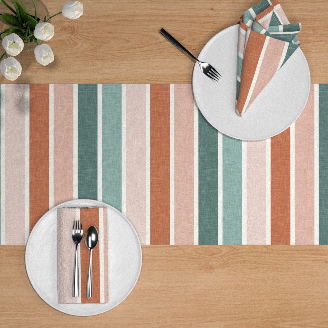 Earth Tones Table Runner Woven Stripes by Littlearrowdecor Etsy
