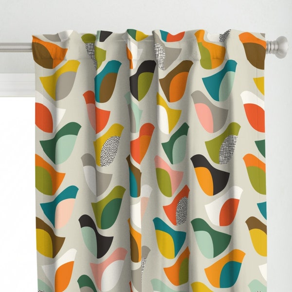 Mod Vögel Panel - Midmod Migrators von katerhees - Mid Century Frühlings Vögel Bunte Multicolor Individuelle Vorhang von Spoonflower