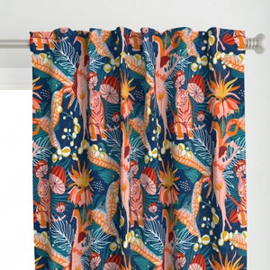 Maximalist Curtain Panel - Tropical Blossom Dance by heidi-abeline - Tropical Surrealism Jungle Flowers Custom Curtain Panel by Spoonflower