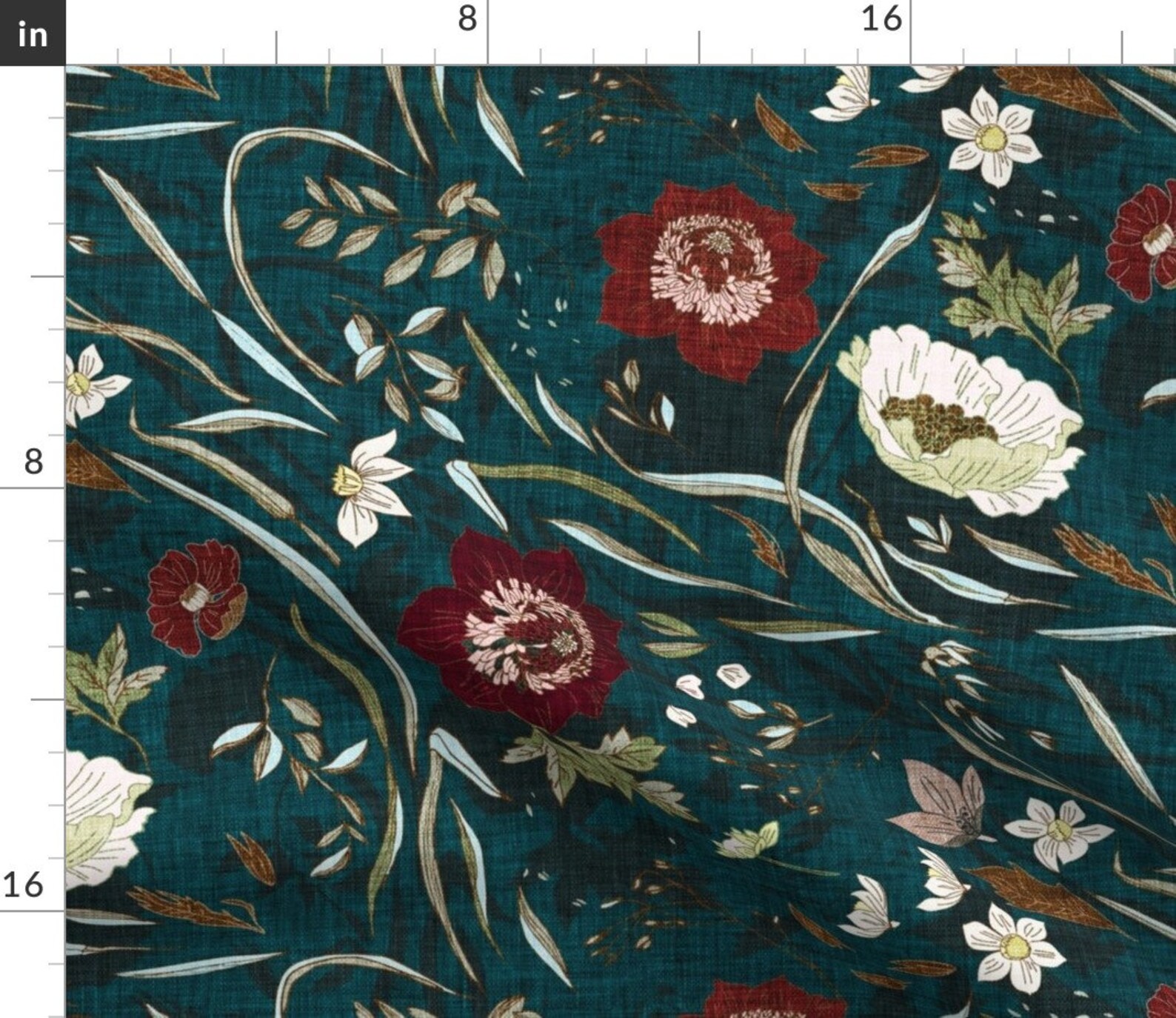Dark Floral Duvet Cover Noir Floral teal Lrg by Etsy