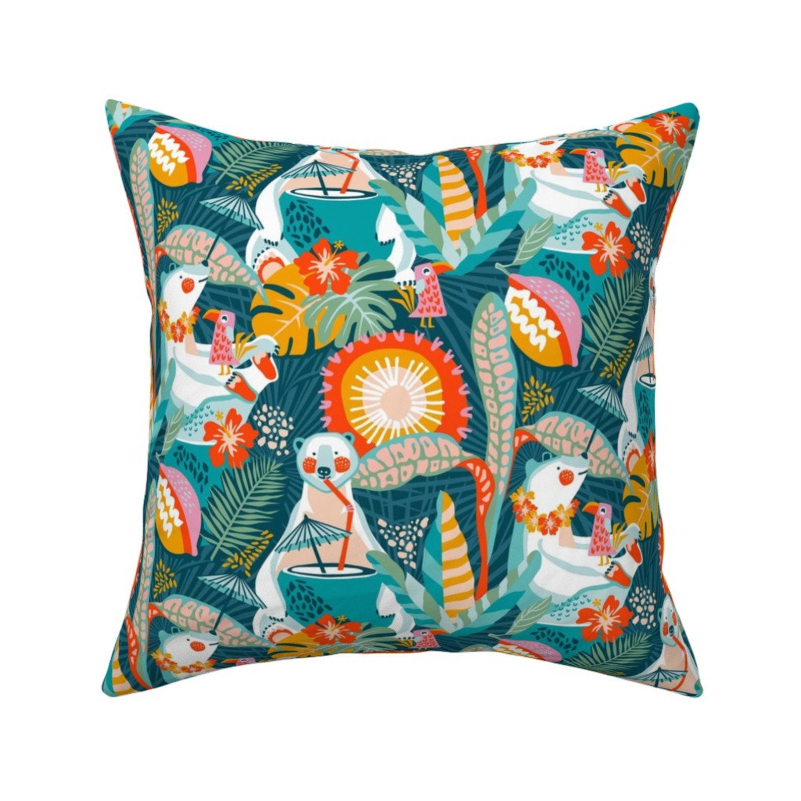 Tropical Polar Bear Throw Pillow Cold Hawaii Medium by Etsy