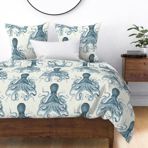 Nautical Duvet Cover Octopus Oasis In Sea By Etsy