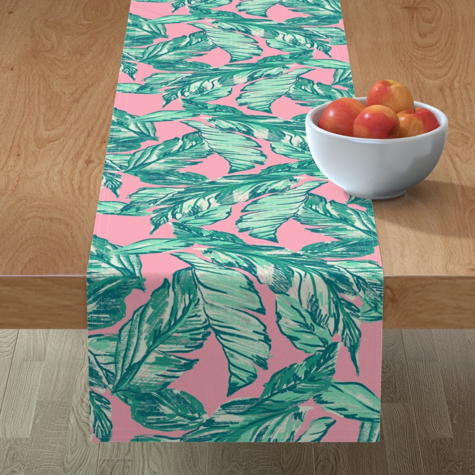 Palm Leaf Table Runner Palm West Pink and Green by Etsy