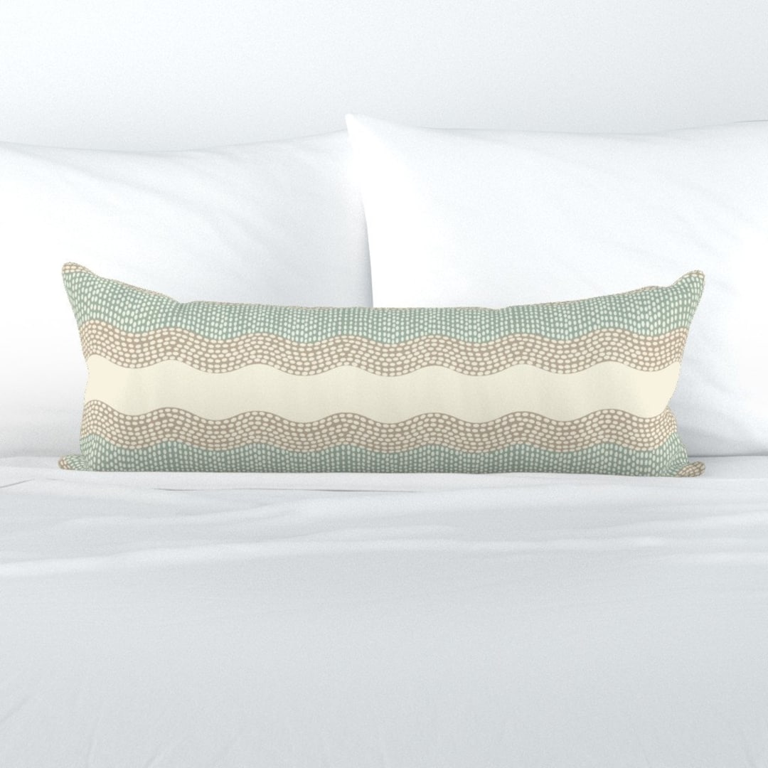 Sage Green and Tan XL Lumbar Pillow River in Cream by Mel_fischer ...