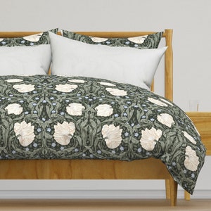 William Morris Bedding - Pimpernel by whimsy&mojo - Floral Vintage Arts And Crafts Cotton Sateen Duvet Cover OR Pillow Shams by Spoonflower