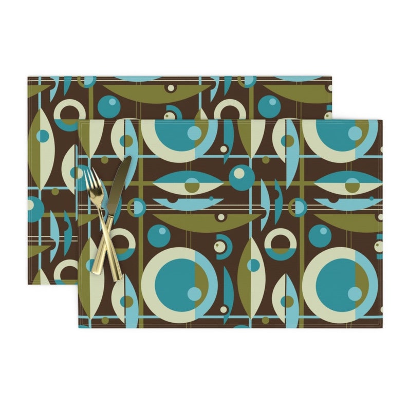 Mid Century Modern Placemats Set of 2 Making The Scene Etsy
