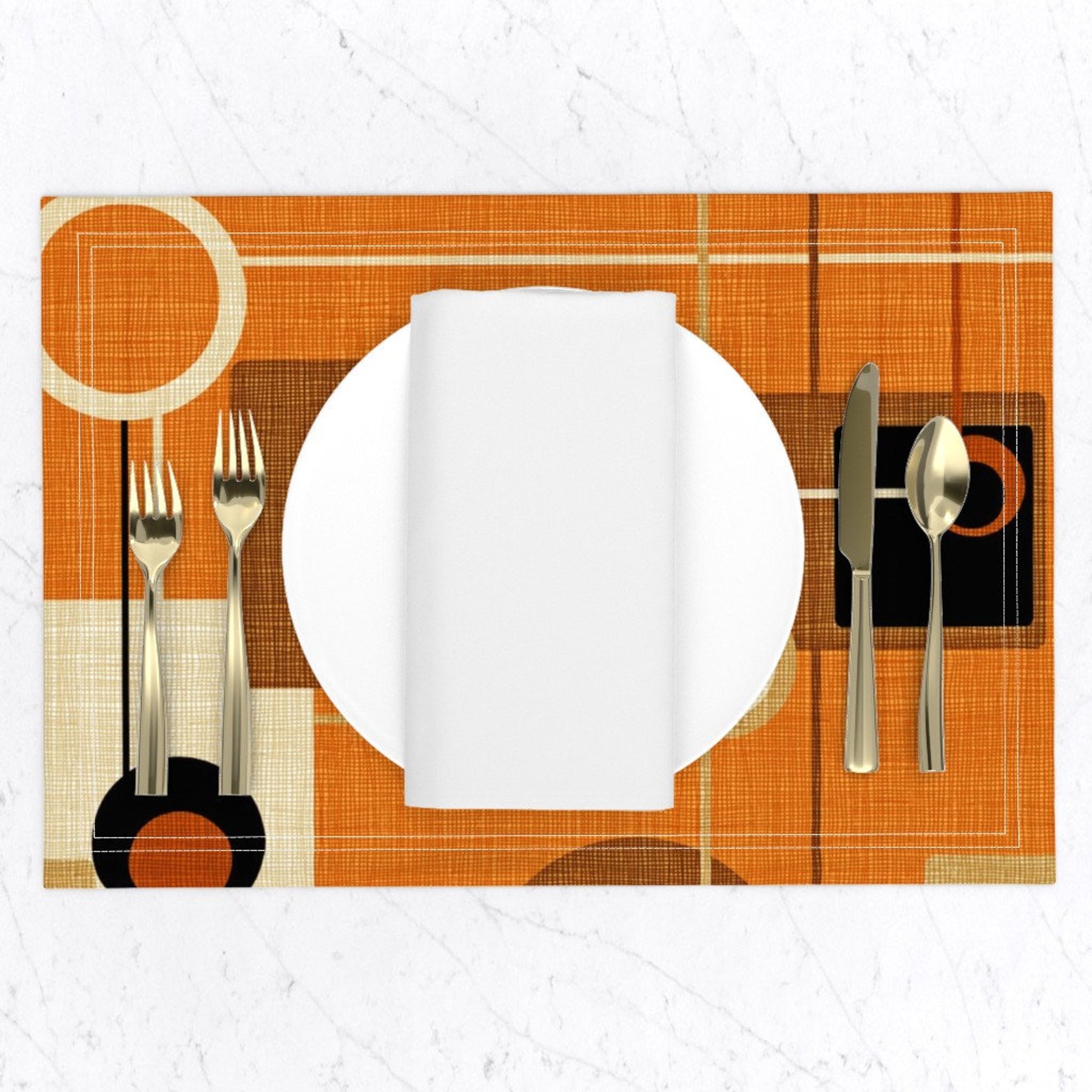 Mid Century Modern Placemats set of 2 Orbs and Squares by Etsy