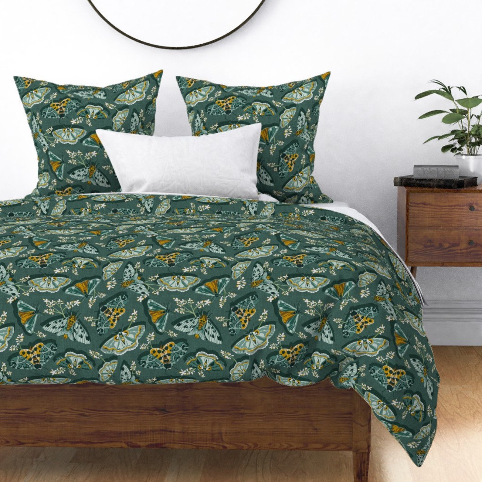Teal Moths Duvet Cover Gathering Moths by Heatherdutton Etsy