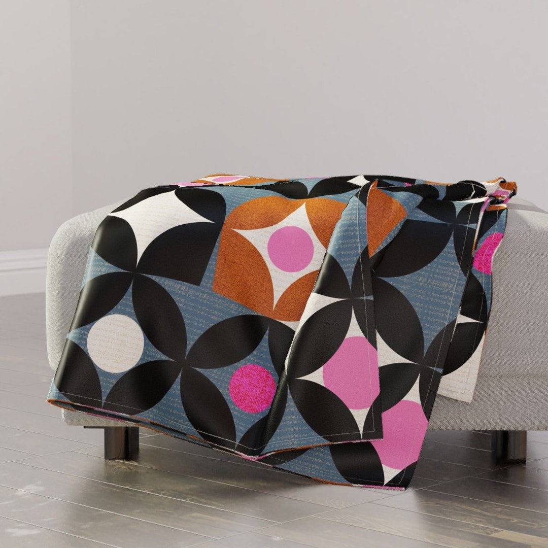Mid Century Circles Throw Blanket Mod Desert by Ottomanbrim Retro Mod