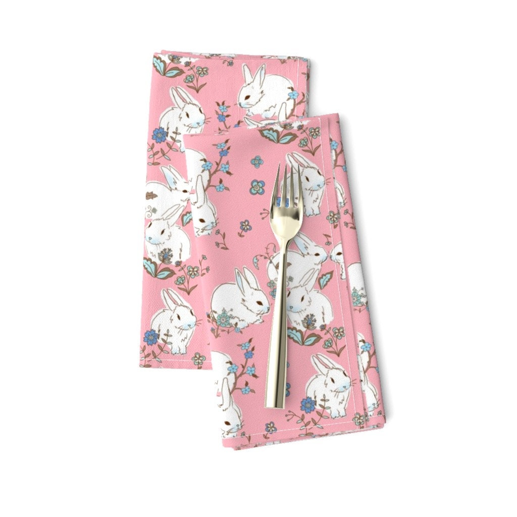 Discover White Bunnies On Pink Easter Napkins