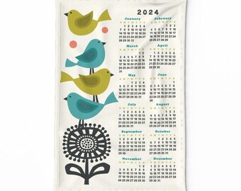Spring 2024 Calendar Tea Towel, Tea Towel Spring Illustration, Eco Friendly  Home Office Décor, Magnetic Wooden Poster Hanger - Etsy
