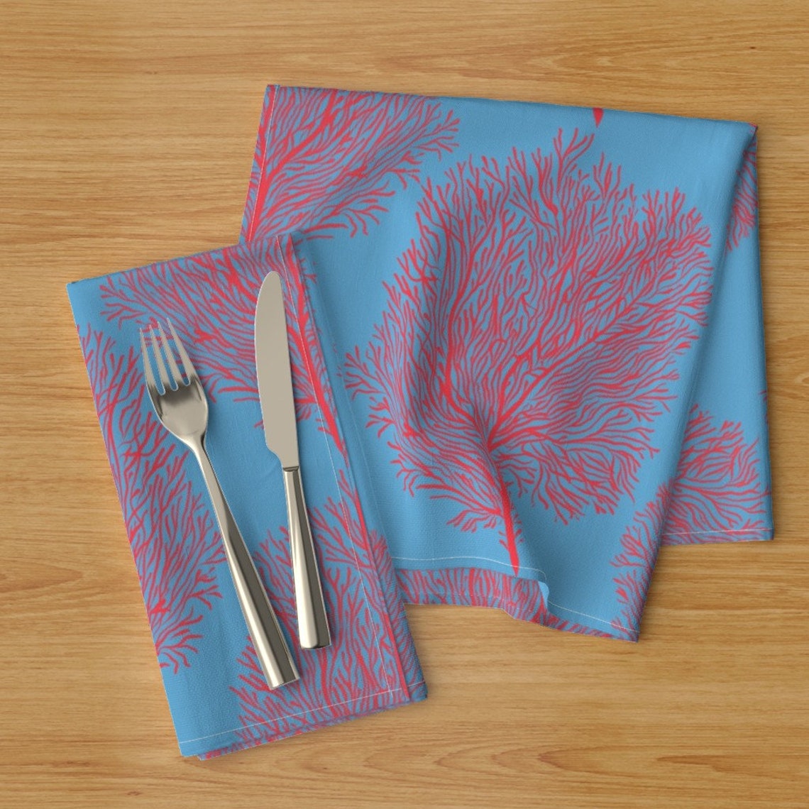 Bright Coral Reef Dinner Napkins Set of 2 Fan Corals On Etsy