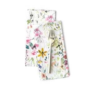 Waterolor Dinner Napkins (Set of 2) - Wildflower Meadow by hipkiddesigns -  Floral Botanical Wildflowers Cloth Napkins by Spoonflower