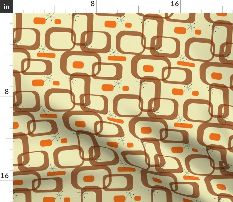 Cloth Placemats Mid Century Modern Geometric Atomic Squares Retro Set of 2