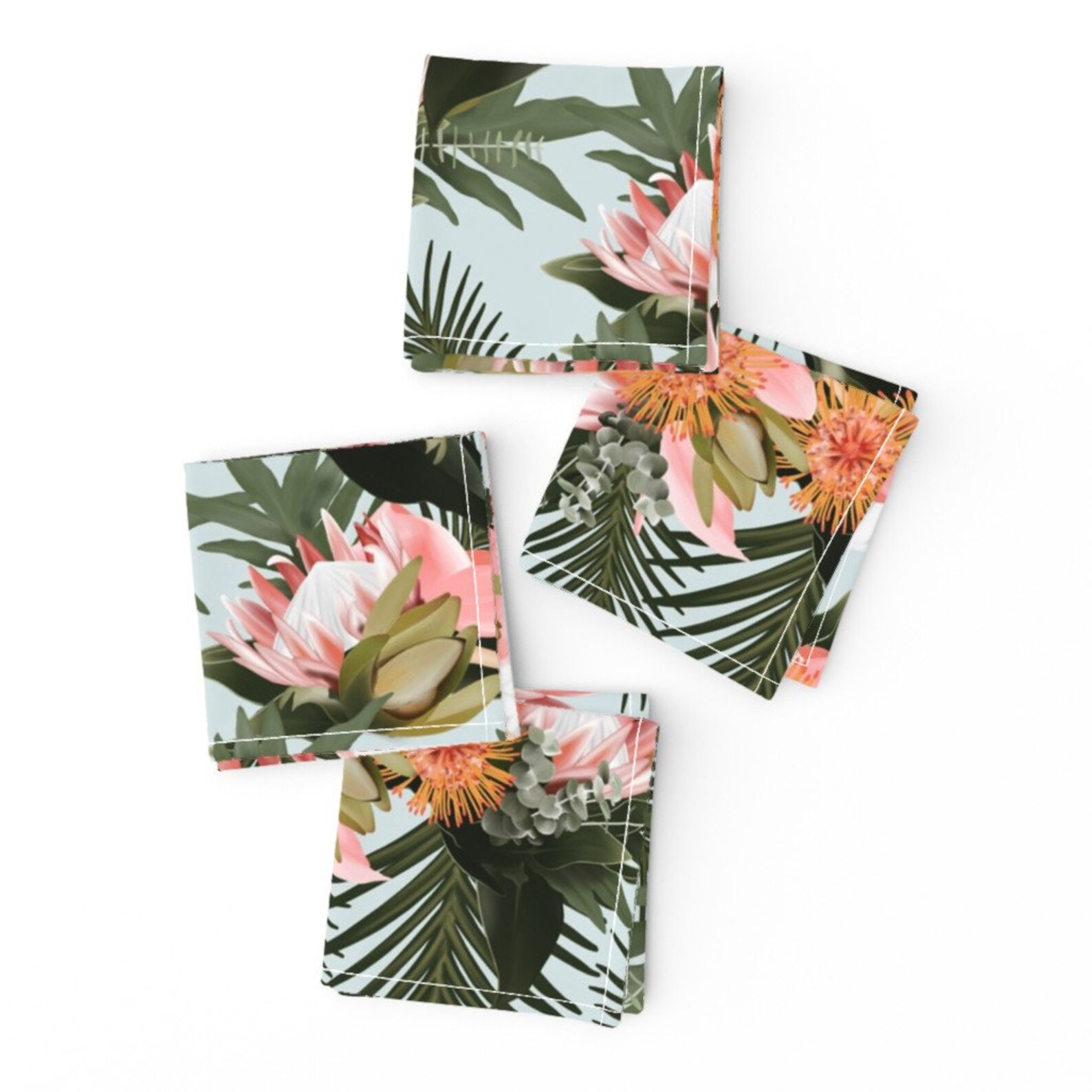Botanical Cocktail Napkins Set of 4 Tropical Floral On Etsy