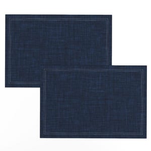 Bordstabletter i linnelook, set om 2 - Marinblå, enfärgade Marinblå, enfärgade bordstabletter med fusktextur - Marinblått linne nr 3 av ivieclothco bild 3