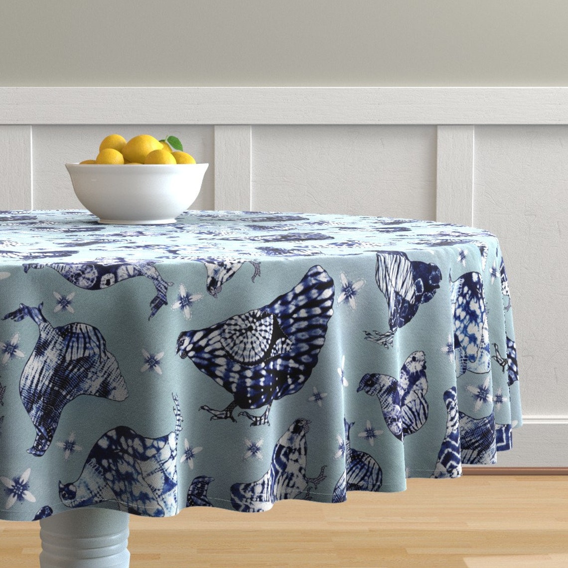 Shibori Hens Round Tablecloth Chicken Shibori di Etsy