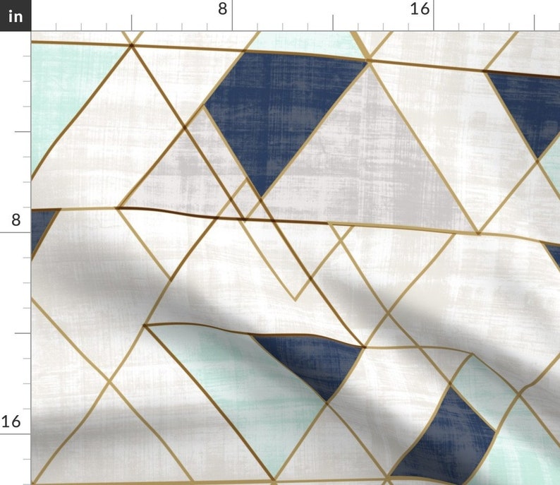 Geometric Tea Towels Set of 2 Mod Triangles Navy Mint by ...