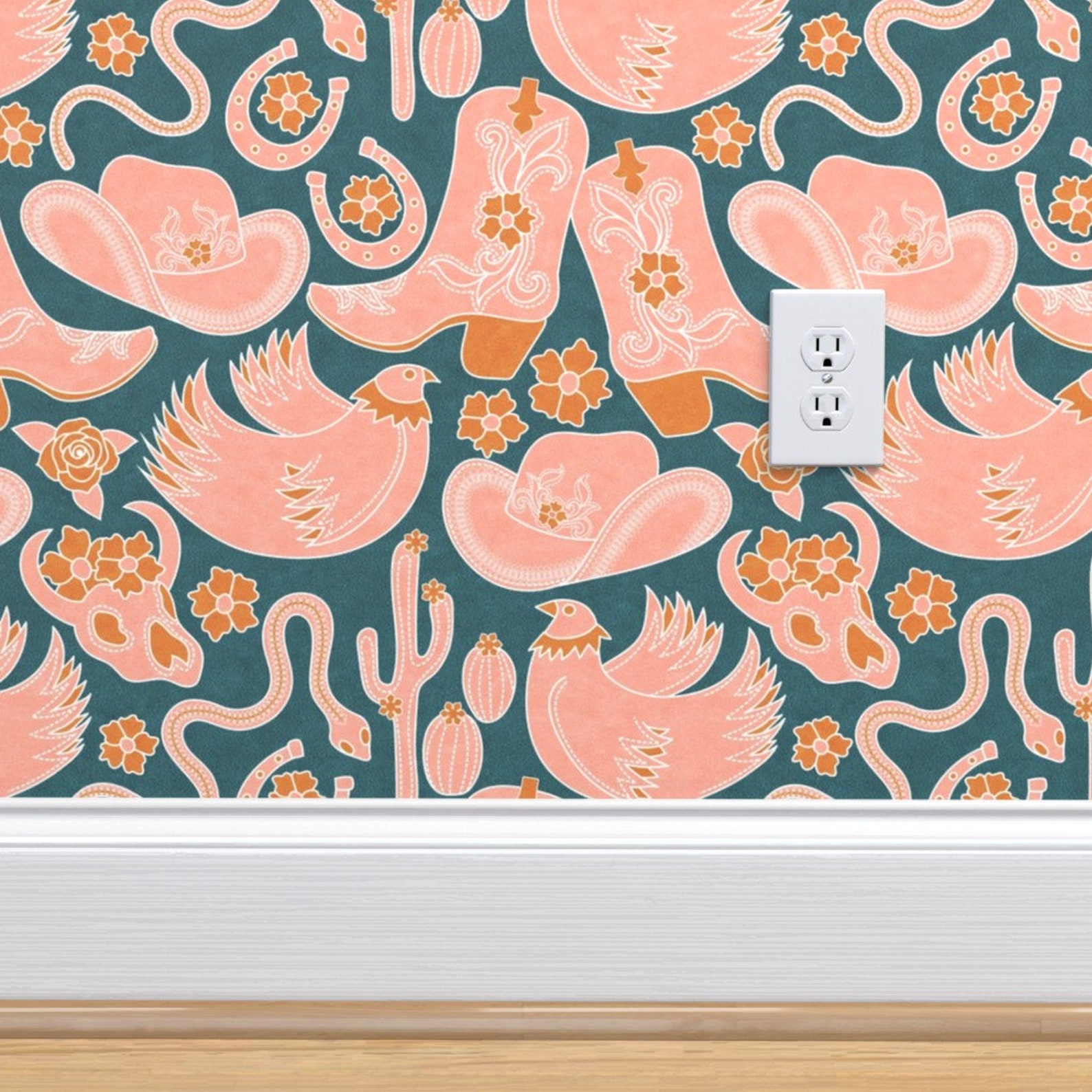Feminine Western Wallpaper Pink Desert Plains by - Etsy