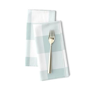 Guardanapos de jantar xadrez pastel aqua (conjunto de 2) - 3&quot; guingão por dept_6 - Guardanapos de pano clássicos country guingão Farmhouse Chic por Spoonflower