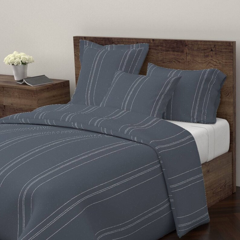 Navy Striped Duvet Cover Distressed Blue By Friztin Wyandotte Cotton Sateen Bedding W Spoonflower Fabrics