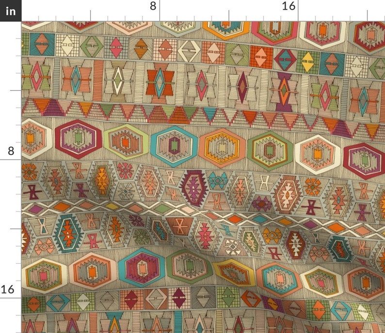 Set of 2 - Kilim Fall by scrummy Kilim Illustration Dinner Napkins Fall Autumn Colors Turkish Inspired Cloth Napkins by Spoonflower
