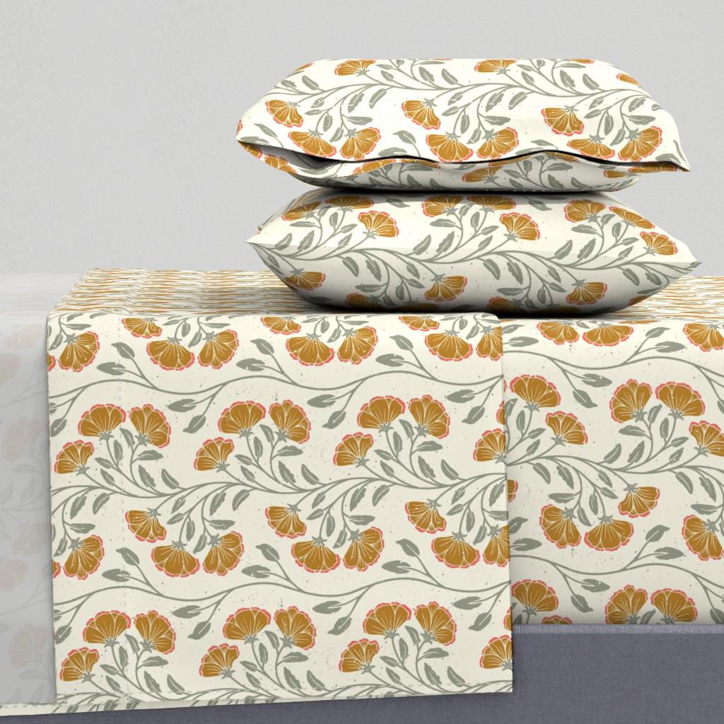 Folk Floral Sheets - Floral Stripe by Moniquebeaudincollections - Sage ...