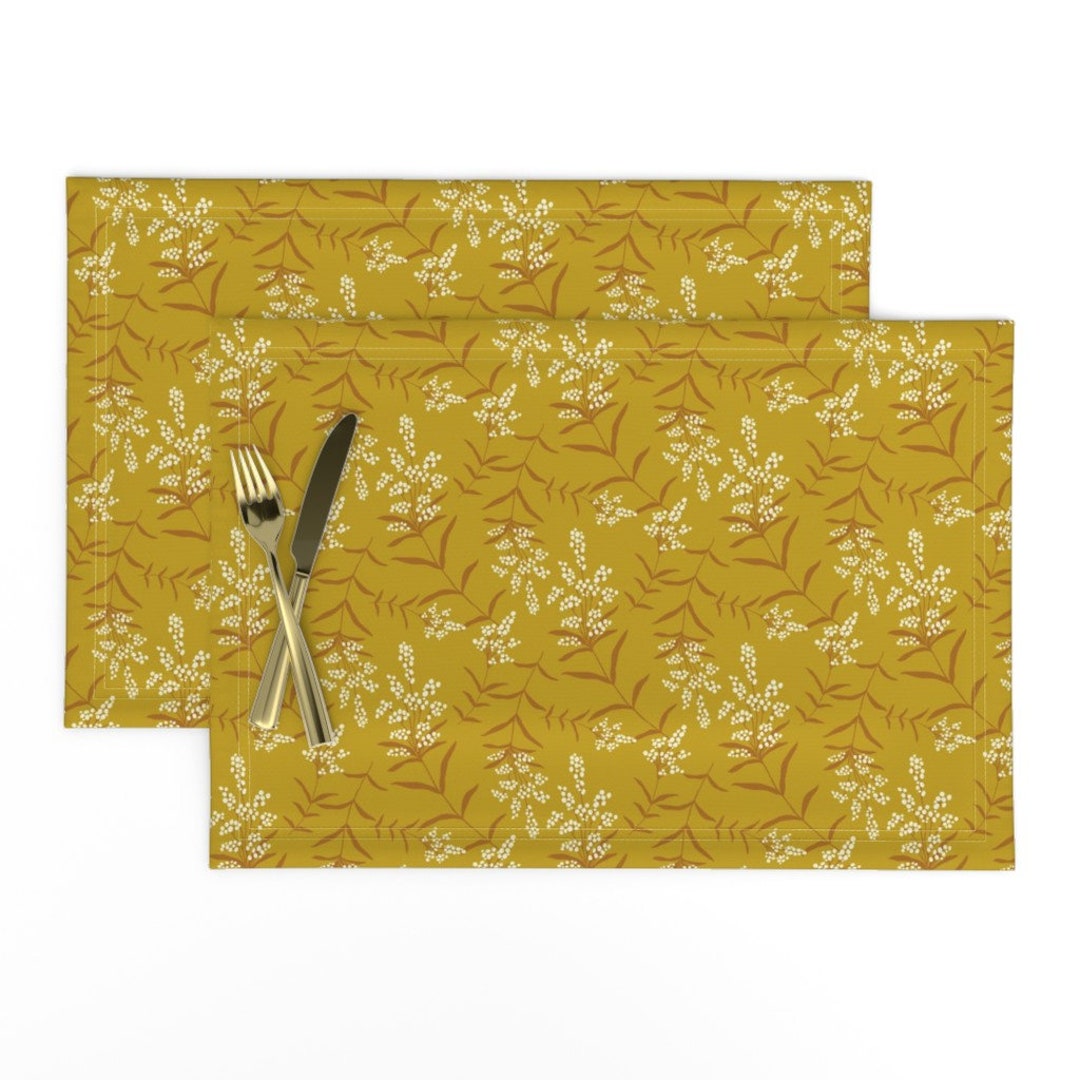 Mustard Floral Placemats set of 2 Goldenrod by Etsy UK