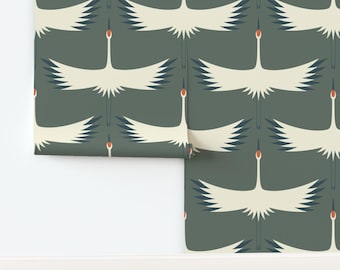 Fågeltapet utan klistring Heminredning Tiktrana Majestic - Tiktranamigration - 24" vingar av katerhees Tapet av Spoonflower