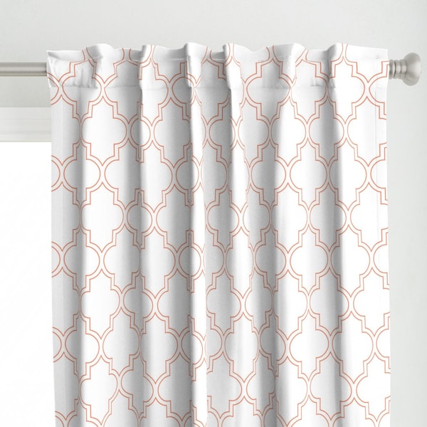 Moroccan Curtain Panel - Moroccan Outline Quatrefoil by willowlanetextiles - Ogee Quatrefoil Orange Ogee Custom Curtain Panel by Spoonflower