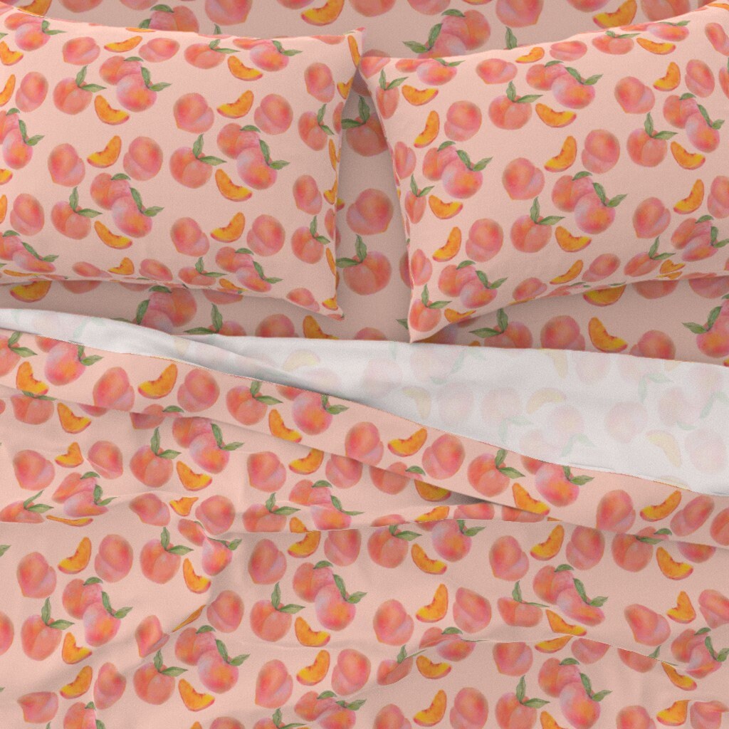 Peach White Pink And White Pale Pink 100% Cotton Sateen Sheet Set by Roostery