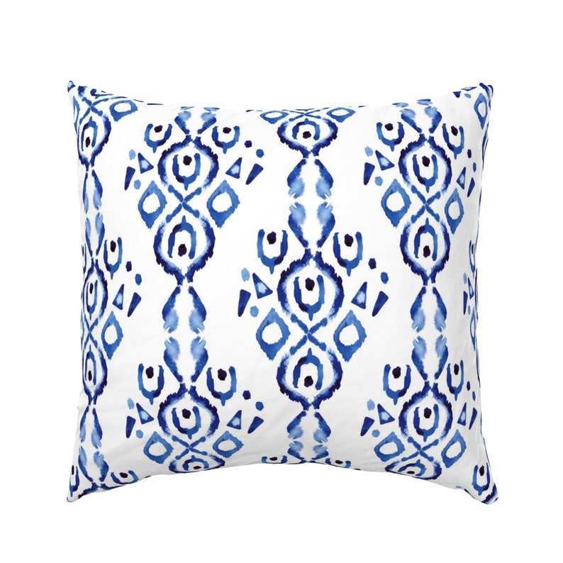 Boho Pillow Sham Bohemian Ikat Blue White by Etsy
