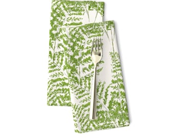 Painterly Ferns Dinner Napkins (Set of 2) - Feathery Ferns On Ivory by lisakling - Botanical Decor Green Garden Cloth Napkins by Spoonflower