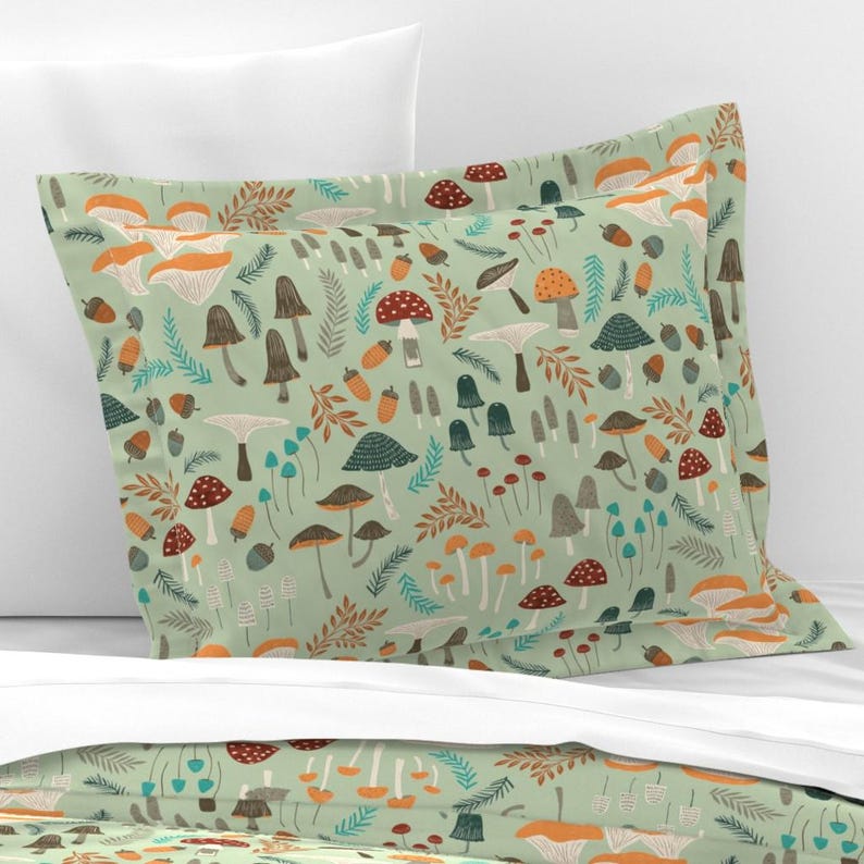 Whimsical Forest Bedding - Mushroom Foraging by yuanxu - Woodland Mushrooms Cotton Sateen Duvet Cover OR Pillow Shams by Spoonflower image 7