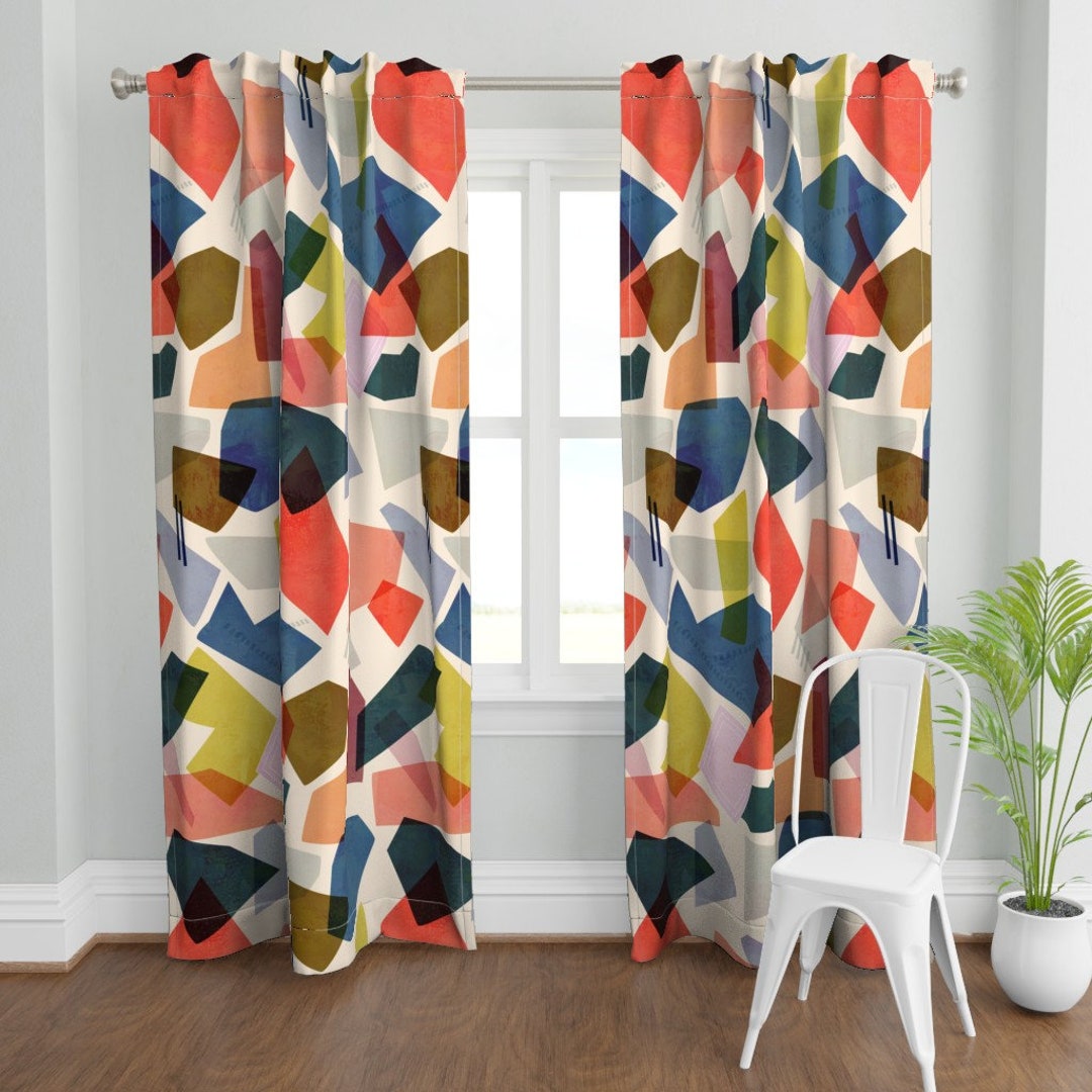 Modern Geometric Curtain Panel Color Block by Jenflorentine - Etsy