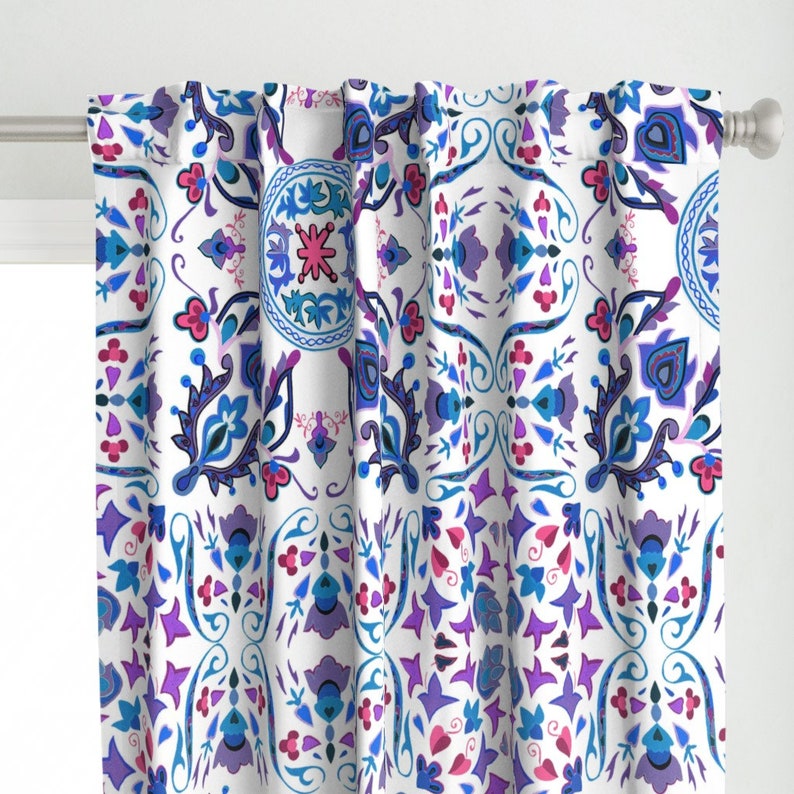 Scandinavian Curtain Panel Folk Art Tile Rosemaling by Etsy