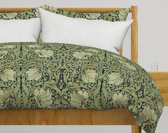 Victorian Floral Bedding - Pimpernel by peacoquettedesigns - Vintage Style Morris Inspired Damask Cotton Sateen Duvet Cover OR Pillow Shams