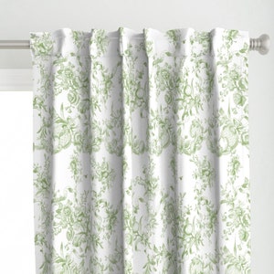 Victorian Toile Curtain Panel - Bronwyn Toile by lilyoake - Romantic Rococo French Country Cottage Custom Curtain Panel by Spoonflower