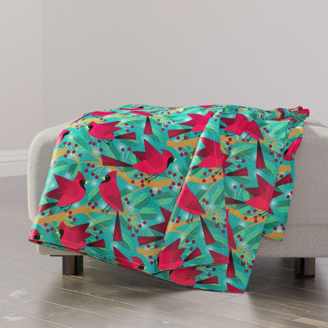 Birds Throw Blanket Winter Solstice Cardinals by Etsy