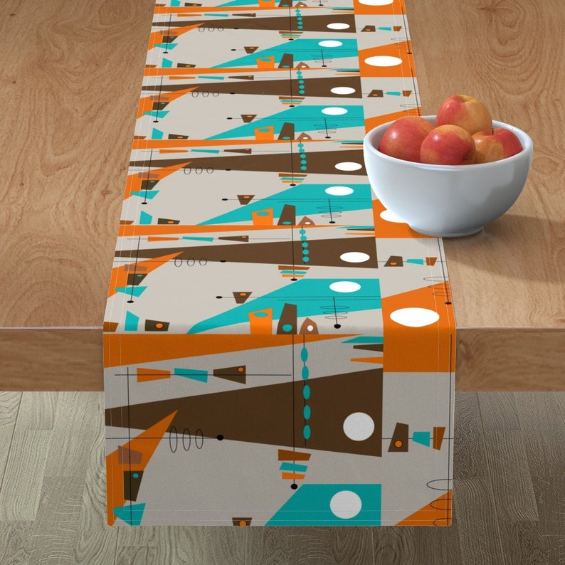 Mid-century Modern Table Runner Abstract Vintage Cotton Sateen Table Runner by Spoonflower Rectangle Explosion by hot4tees/_bgyahoo/_com