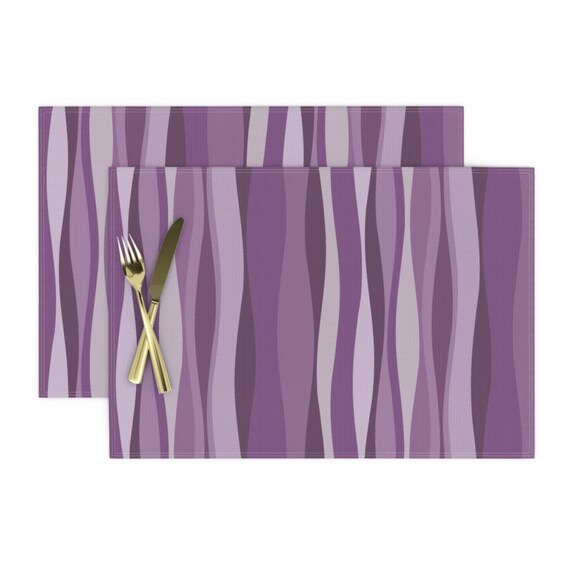 Mid Century Modern Placemats Set of 2 Purple Wave by Etsy