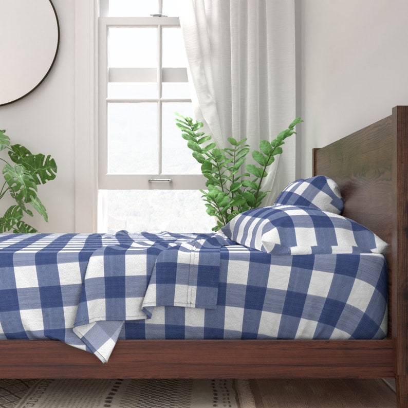 Gingham Sheets Navy 3 Buffalo Plaid by Danika_herrick Etsy