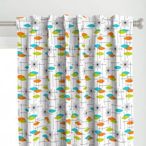 Star Curtain Panel - Mid Century Space  by tonyanewton - Mid Century Space Starburst Atomic Retro Custom Curtain Panel by Spoonflower